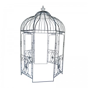 Silvery Black Metal Outdoor Gazebo with Crown Top for Outdoor Living or Wedding Décor