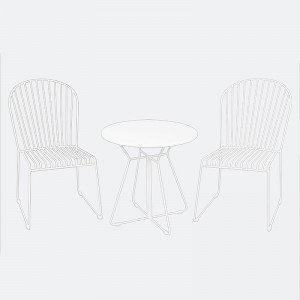 Ensemble de table et chaises de bistro moderne 3 pièces avec plateau solide pour jardin, cour et balcon