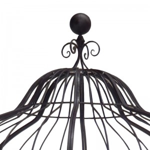 Rustic Metal Garden Gazebo with Wire Lily Deco for Outdoor Living or Wedding Decor