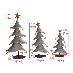 Metal Christmas Tree Decoration with Jingle Bells for Table Top Décor Christmas Ornaments