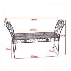 Electric Bass Metal 2-Seat Backless Bench Rustic Brown Color for Outdoor Garden Patio