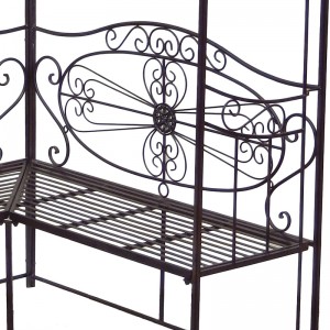 Rustic Iron Corner Gazebo with Crown Top for Outdoor Living and Plant Climbing