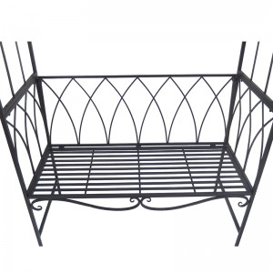 Gothic Metal Garden Arbor Bench Garden Arch with Bench Climbing Plant for Outdoor Living