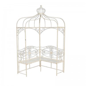 Rustic Iron Corner Gazebo with Crown Top for Outdoor Living and Plant Climbing