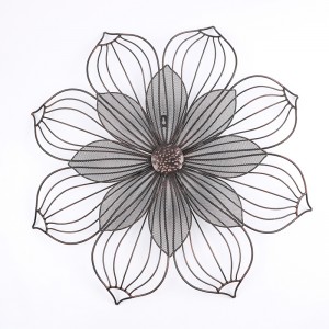 Indoor Plant Holder Stand Modern Wire Flower Wall Art Deco 23.5 Inch Round 2-layers Petal Wall Plaque – DECOR