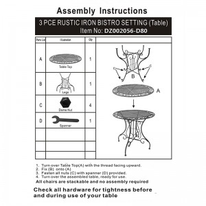 Electric Bass 3-Piece Metal Bistro Setting Rustic Brown Dining Table and Chair for Outdoor Garden and Patio