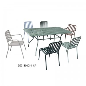 OEM/ODM Factory Iron Plant Stand Outdoor - Modern 7 Pieces Patio Dining Set Metal Outdoor Furniture for 6 Persons  – DECOR