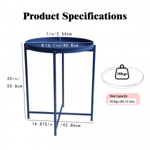 Round End Table Modern Tray Table with Removable Tray for Living Room Bedroom Balcony Office and Outdoor Use