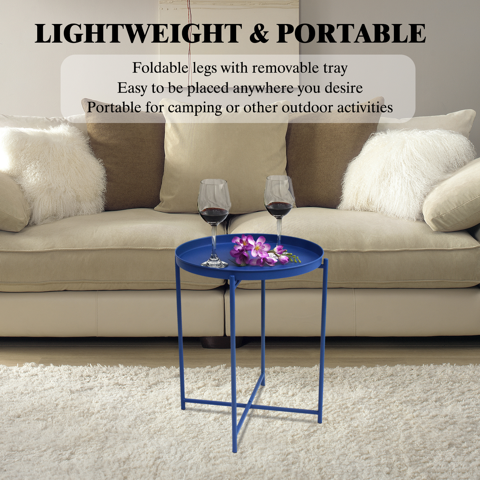 A-Metal Sofa Side Table Blue