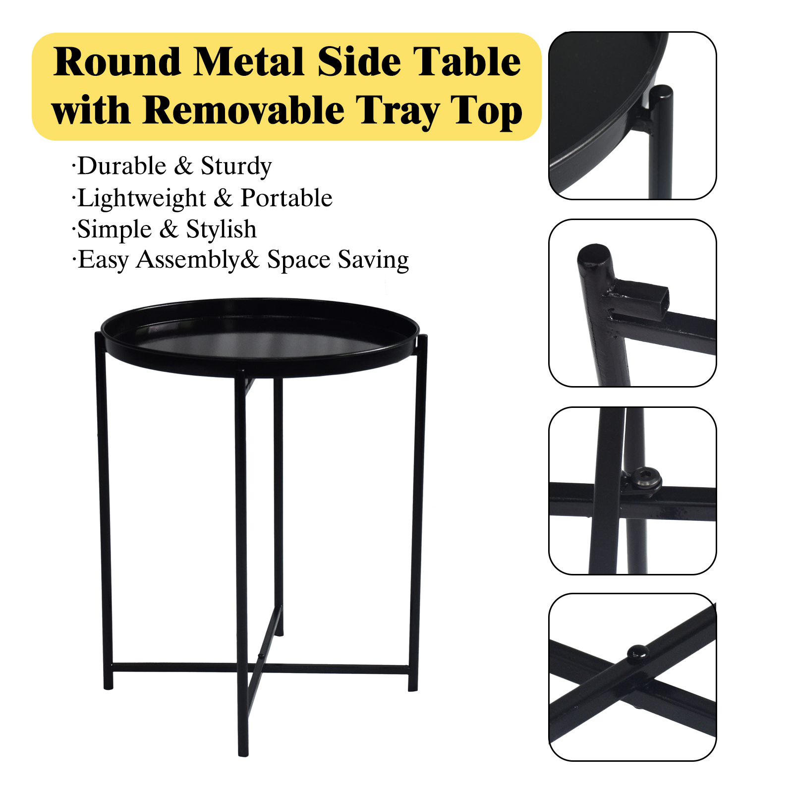 A Round Tray Table Black