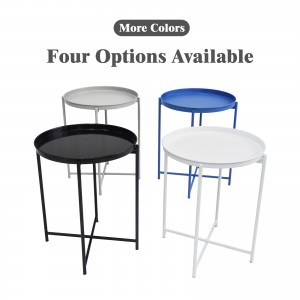 Round End Table Modern Tray Table with Removable Tray for Living Room Bedroom Balcony Office and Outdoor Use