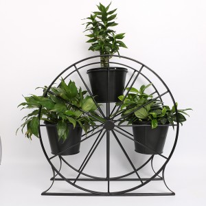 Ferris Wheel 3 Pots Metal Plant Stand Flower Pot Holder for Home Garden Patio and Balcony