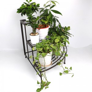 3 Tiers Metal Ladder Plant Stand Flower Pot Tampilan Rak Corner Rack kanggo Patio Home Garden lan loteng