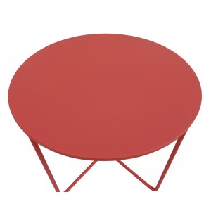 Interior Side Table Weather Resistant Coffee Table Round End Table with Red Color