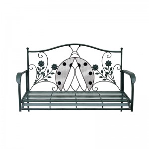 Bench With Ergonomic Loveseat Patio Bench Decorative Ladybug Backrest Metal Bench