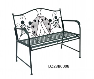 Bench With Ergonomic Loveseat Patio Bench Decorative Ladybug Backrest Metal Bench