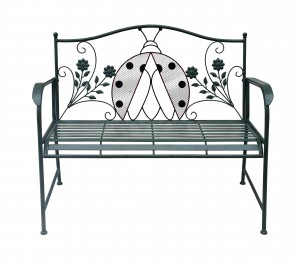 Bench With Ergonomic Loveseat Patio Bench Decorative Ladybug Backrest Metal Bench