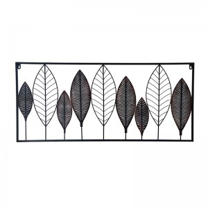 Metal Wall Decor Leaf Wall Hanging Home Decor with Frame Wall Art Sculpture for Living Room