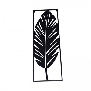 Leaf Wall Sculpture Home Decor with Frame Black Metal Wall Plaque