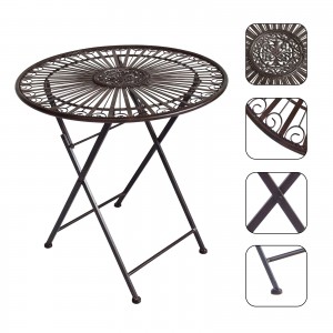 3 Pieces Outdoor Bistro Set Metal Folding Table and 2 Foldable Chairs