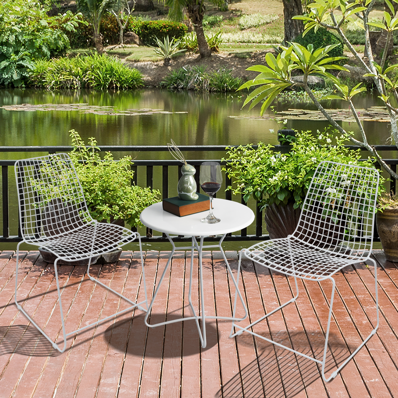 patio metal table and chairs White